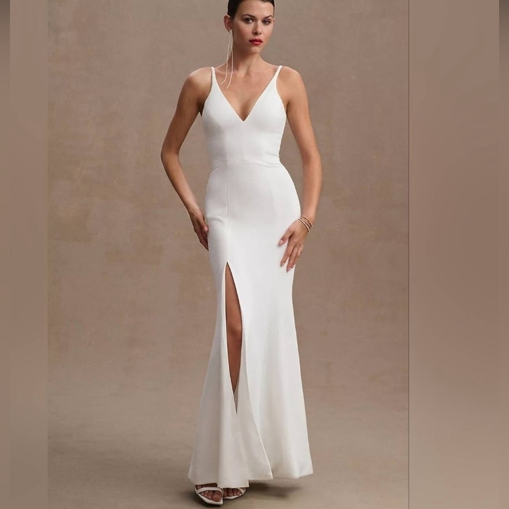 Dress the population white stretch gown